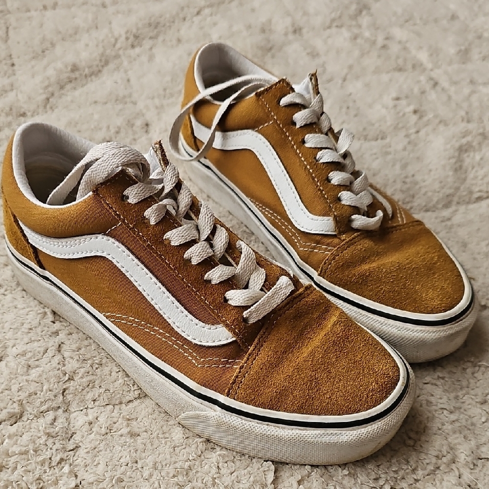 Mustard Suede And Canvas Classic Vans